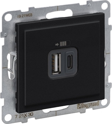 Attēls no Legrand SUNO - Gniazdo USB typ A + C - 5 V - 3 A, Czarny - Legrand 721430 himp