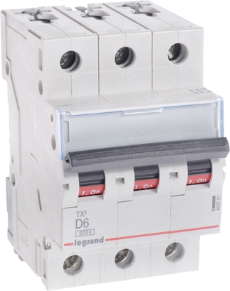 Picture of Legrand Wycznik nadprdowy 3P D 6A 6kA AC S303 TX3 (403751)