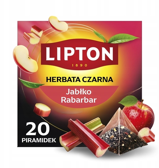 Изображение Lipton Czarna herbata Lipton Apple Rhubarb 20 piramidek