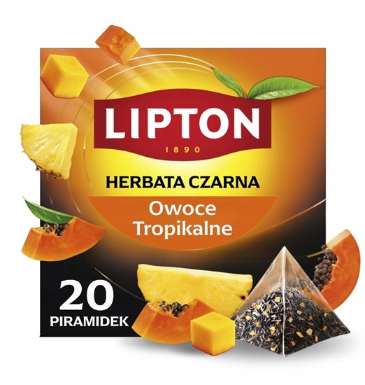 Изображение Lipton Czarna herbata Lipton Tropical Fruits 20 piramidek