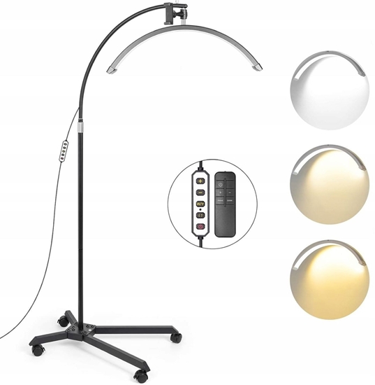 Изображение Lusterko kosmetyczne Michael Marinelli Lampa LED Kosmetyczna Bezcieniowa Moon do Makijau Paznokci Rzs 45W +Pilot / GX585R-PRO Czarny