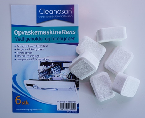 Picture of Machine descaler, Cleanosan, for dishwashers, with color and perfume, with 6 tablets