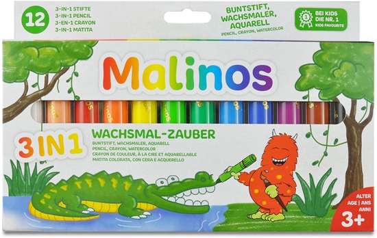 Изображение Malinos Kredki woskowe Czar woskowy 12 kolorów 3+