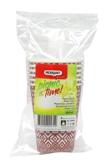 Изображение MERKANT Papīra glāzes 360ml 1sl, 6 gab/35 iep. kastē