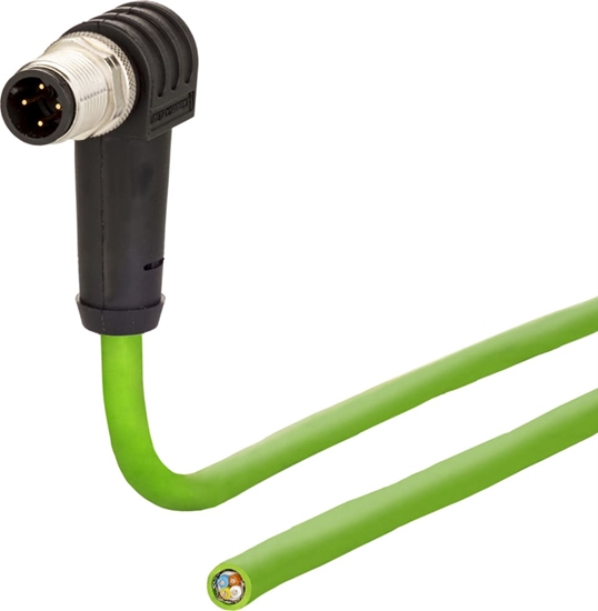 Picture of Metz Connect Anschlussleitung M12 Stecker 4-polig D-kodiert, gewinkelt, 5 m