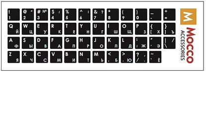 Attēls no Mocco Mocco Keyboard Sticks ENG / RU With Laminated Waterproof Level White / Blue