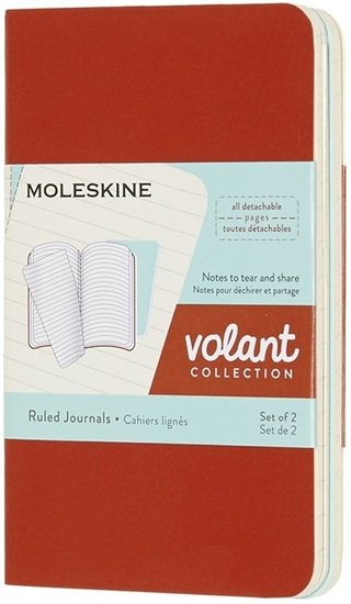 Picture of Moleskine Zestaw 2 zeszytów MOLESKINE Volant, XS, 6,5x10,5cm, w linie, 56 stron, coral orange/aquamarine