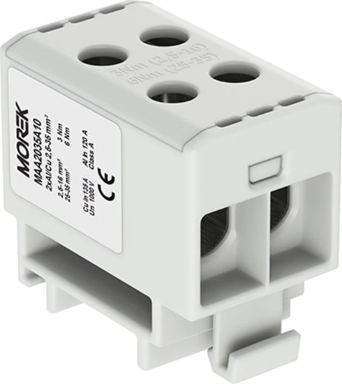 Picture of MOREK Zczka szynowa 2,5-35mm2 szara 4otwor AL/CU 1000V TH35 1P MAA2035A10 Morek 4030