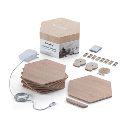 Изображение Nanoleaf | Elements Wood Look Hexagons Starter Kit (13 panels) | Cool White + Warm White