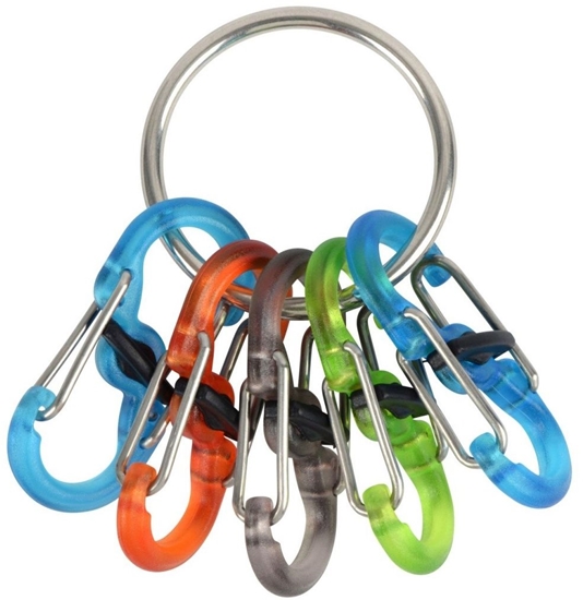 Изображение Nite-Ize KeyRing + 5x micro karabiczyk transparentny mixkolorów (KRGP-11-R3)