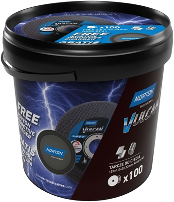 Изображение Norton NORTON TARCZA.VULCAN 125 x 1,0 WIADERKO +ADOWARKA INDUKCYJNA 100szt. METAL/INOX