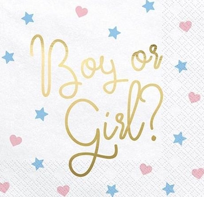 Изображение Party Deco Serwetki - Boy or Girl?, 33x33cm, 33x33cm uniwersalny