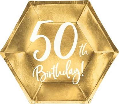 Изображение Party Deco Talerzyki 50th Birthday, zoty, 20cm one size