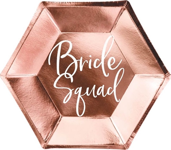 Picture of Party Deco Talerzyki róowe zoto Bride Squad - 23 cm - 6 szt. uniwersalny (38426-uniw) - 38426-uniw
