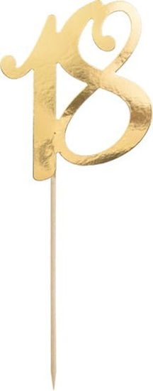 Изображение Party Deco Topper na tort "18", zoty, 20.5cm one size