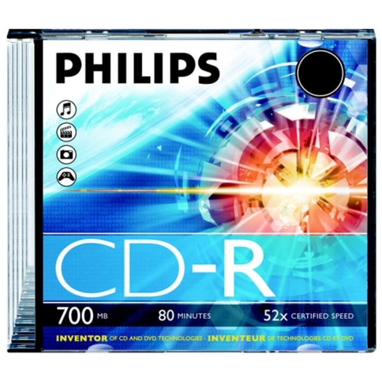 Изображение Philips 1 CD-R 80Min 700MB 52x Single Slim Jewel Case 8710895778183