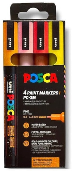 Picture of Posca POSCA PC-3M Glitter Ciepy (Orange,Pink,Czerwony,óty)
