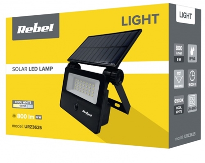Изображение Prožektors ar SOLĀRO paneli un akumulatoru | Kustības un krēslas sensors | 6W | 800 lm | 6500K | IP5