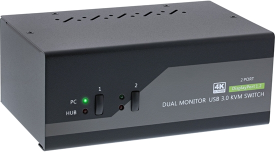 Изображение Przecznik InLine InLine® Desktop KVM Switch, 2-port, Dual Monitor DisplayPort 1.2, 4K, USB 3.0, Audio