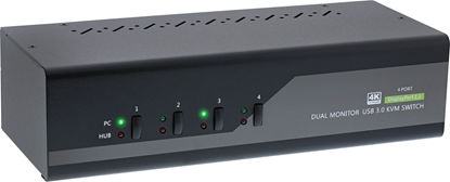 Picture of Przecznik InLine InLine® Desktop KVM Switch, 4-port, Dual Monitor DisplayPort 1.2, 4K, USB 3.0, Audio