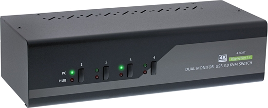 Picture of Przecznik InLine InLine® Desktop KVM Switch, 4-port, Dual Monitor DisplayPort 1.2, 4K, USB 3.0, Audio