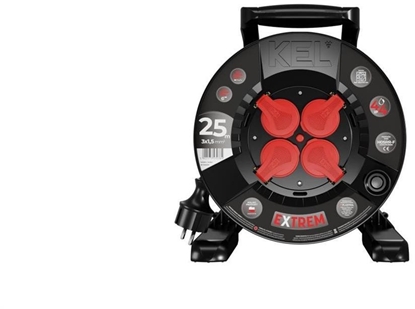 Attēls no Przeduacz bbnowy EXTREME LINE 4 gniazda z/u IP44 16A H05RR-F 3x1,5 25m czarny W-100026
