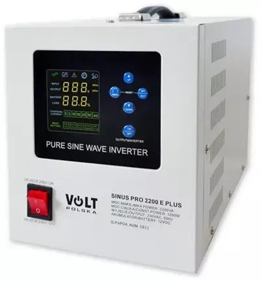 Изображение Przetwornica Volt Przetwornica VOLT POLSKA SINUSPRO 2200E PLUS 12/230V (1200/2200W) [AGM, GEL, LiFePO4]