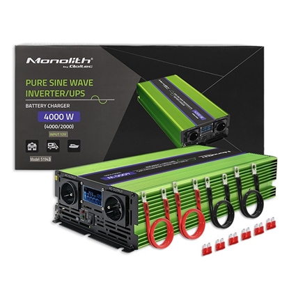 Изображение Qoltec Monolith Voltage Converter  UPS  2000W  4000W 12V to 230V Pure Sine  LCD
