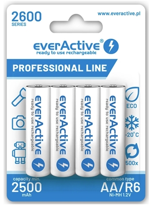 Attēls no R06/AA akumulatori 1.2V everActive Professional line Ni-MH 2600 mAh iepakojumā 4 gb.