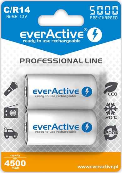 Picture of R14/C akumulatori 1.2V everActive Professional line Ni-MH 5000 mAh iepakojumā 2 gb.