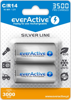 Attēls no R14/C akumulatori 1.2V everActive Silver line Ni-MH 3500 mAh iepakojumā 2 gb.