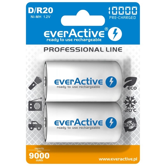 Picture of R20/D akumulatori 1.2V everActive Professional line Ni-MH 10000 mAh bez iep. 1gb.
