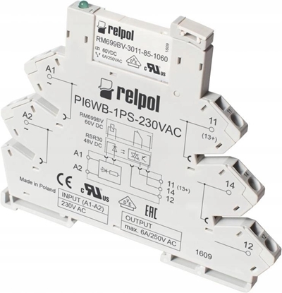 Picture of Relpol Przekanik interfejsowy 1P 6A 230V AC/DC PIR6WB-1PS-230VAC/DC-R (SZARE) 857492