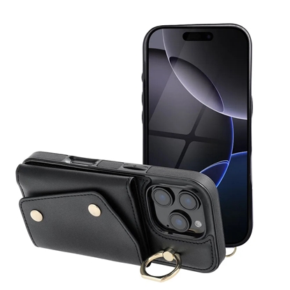 Attēls no Riff Wonder maciņš Apple iPhone 16e / iPhone 17e (ar karšu nodalījumiem, 2 siksniņām) Black