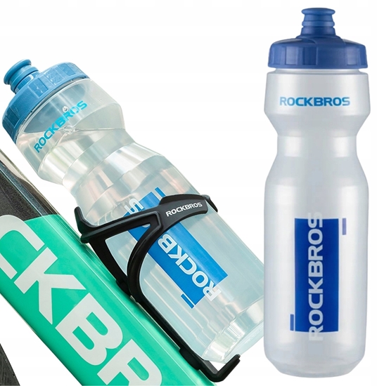Picture of RockBros Bidon rowerowy Rockbros 750 ml - przezroczysty z niebieskim ustnikiem