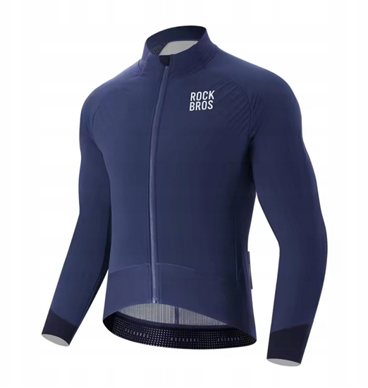 Изображение RockBros Kurtka rowerowa Rockbros YDWT014 zimowa polarowa dwuwarstwowa rozmiar XL - niebieska