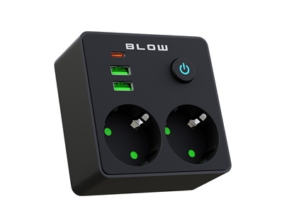Picture of Rozgałęźnik R-20 PR 2-GNIAZDA + 2USB + USB-C czarny