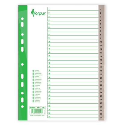 Attēls no Sadalītājs dokumentiem Forpus 1-31 polipropilēna MAXI 297x230/245 mm