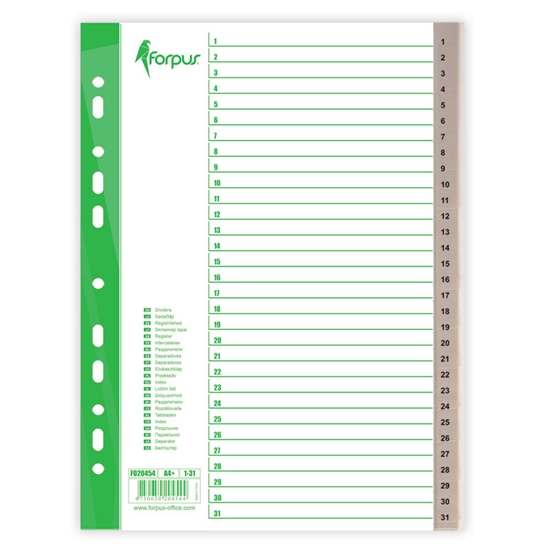 Picture of Sadalītājs dokumentiem Forpus 1-31 polipropilēna MAXI 297x230/245 mm