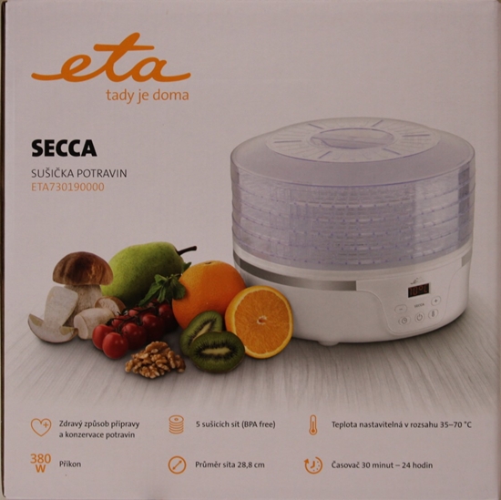 Picture of SALE OUT. ETA Fruit Dryer | ETA730190000 Secca | Power 380 W | Number of trays 5 | Integrated timer | White | DAMAGED PACKAGING