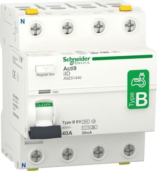 Picture of Schneider Wycznik rónicowoprdowy Acti9 4P 40A 0,03A typ B-EV iID-40-4-30-B-EV 40A A9Z51440