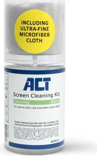 Изображение Screen cleaning spray 200ml with microfiber cloth, ACT