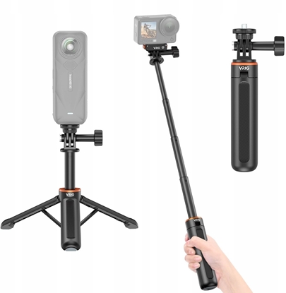 Изображение VRIG Statyw Kijek Selfie Stick Grip 3w1 Do Gopro Insta360 Dji Xiaomi Sjcam 1/4"" / Ac-81