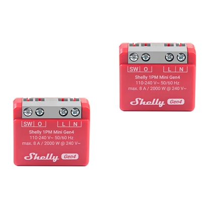 Изображение Set of 2 Shelly 1PM Mini Gen4 Zigbee/Matter Controllers