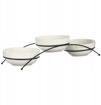 Attēls no Set of 3 round white porcelain bowls with stand, 350 ml, 86490, Vessia