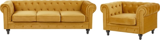 Picture of Shumee Komplet wypoczynkowy welurowy 4-osobowy óty CHESTERFIELD