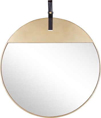 Изображение Shumee Metalowe okrge lustro cienne na pasku 60 cm zote GURS