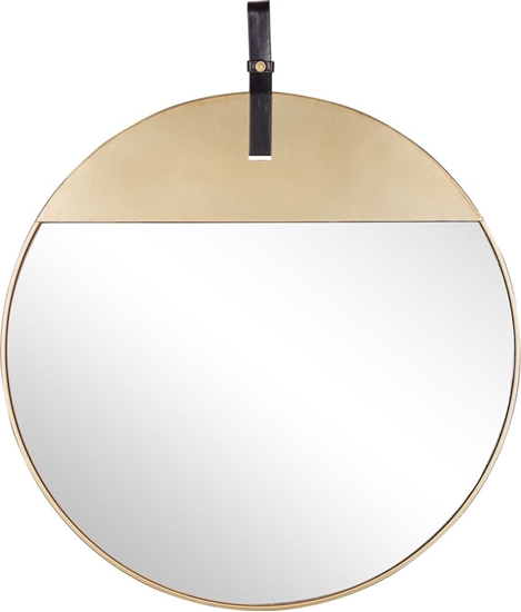Изображение Shumee Metalowe okrge lustro cienne na pasku 60 cm zote GURS