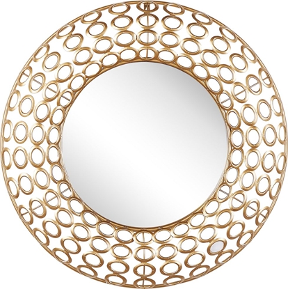 Изображение Shumee Stalowe okrge lustro cienne 80 cm zote BOURDON