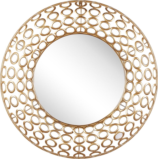Изображение Shumee Stalowe okrge lustro cienne 80 cm zote BOURDON